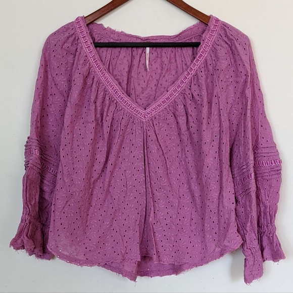 Free People Tops - FREE People Darcy Eyelet Blouse Size XS